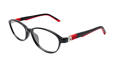 Soigné Kids&Teens Oval Spectacle Frame.Black&Red.(10-14)Y-Unisex