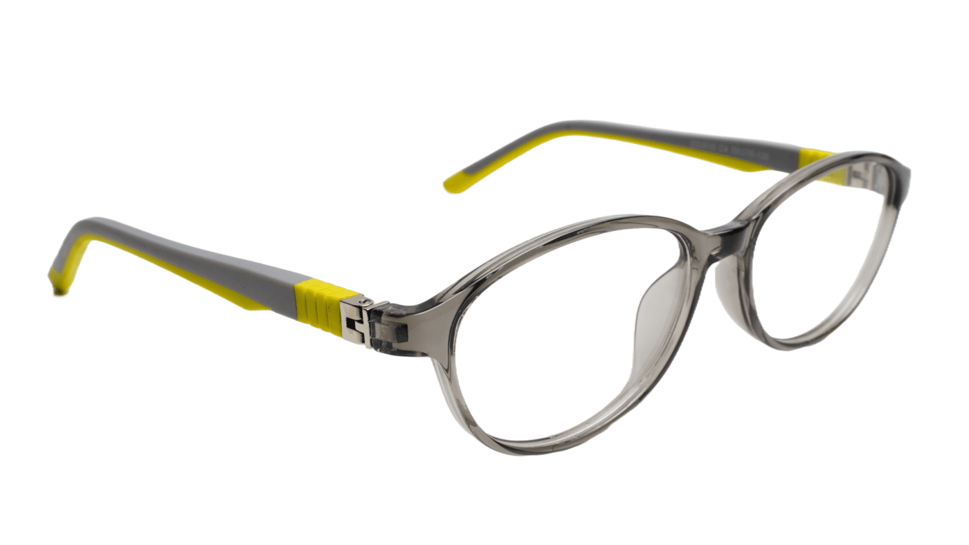Soigné Kids&Teens Oval Spectacle Frame.Gray&Yellow.(10-14)Y-Unisex Soigné Kids&Teens Oval Spectacle Frame.Gray&Yellow.(10-14)Y-Unisex