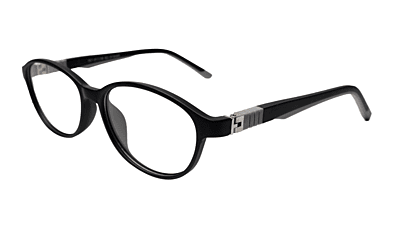 Soigné Kids&Teens Oval Spectacle Frame.Black&Gray.(10-14)Y-Unisex