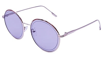 Female Medium Round Sunglasses. Silver Frame.