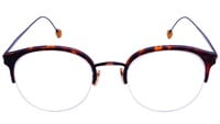 Unisex Half Rim Round Spectacle Frame. Matte Leopard &Bronze Color Frame.