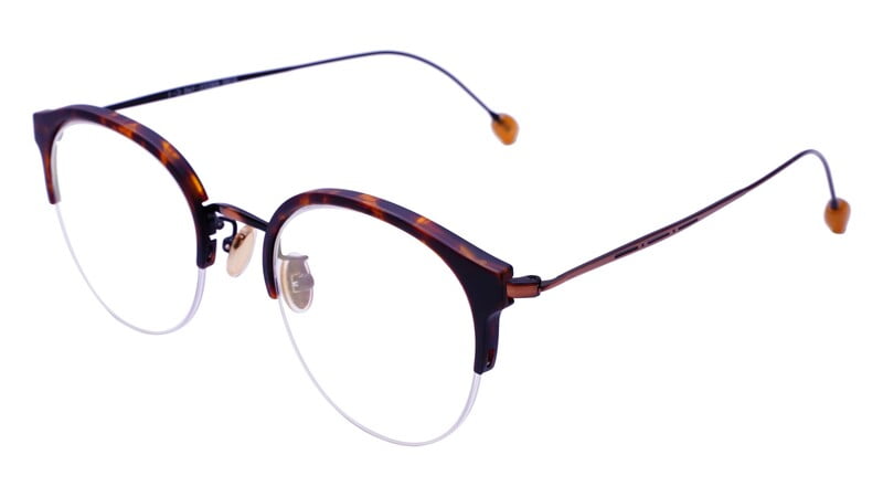 Unisex Half Rim Round Spectacle Frame. Matte Leopard &Bronze Color Frame.