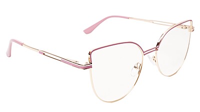 Soigné Female Oversize Cat Eye Spectacle Frame.Gold&Pink