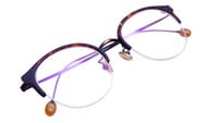 Unisex Half Rim Round Spectacle Frame. Matte Leopard &Bronze Color Frame.