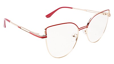 Soigné Female Oversize Cat Eye Spectacle Frame.Gold&Red