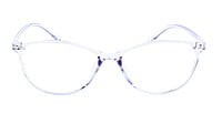 Female Large Cat Eye Spectacle Frame. See Through Light Blue Frame.