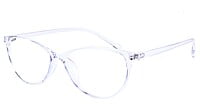 Female Large Cat Eye Spectacle Frame. See Through Light Blue Frame.