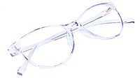 Female Large Cat Eye Spectacle Frame. See Through Light Blue Frame.