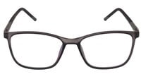 Unisex Rectangular Spectacle Frame. See Through Matte Grey Color Rim. Grey & Black Color Temple.