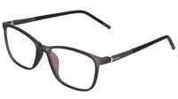 Unisex Rectangular Spectacle Frame. See Through Matte Grey Color Rim. Grey & Black Color Temple.