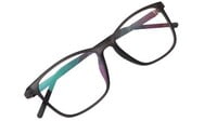 Unisex Rectangular Spectacle Frame. See Through Matte Grey Color Rim. Grey & Black Color Temple.