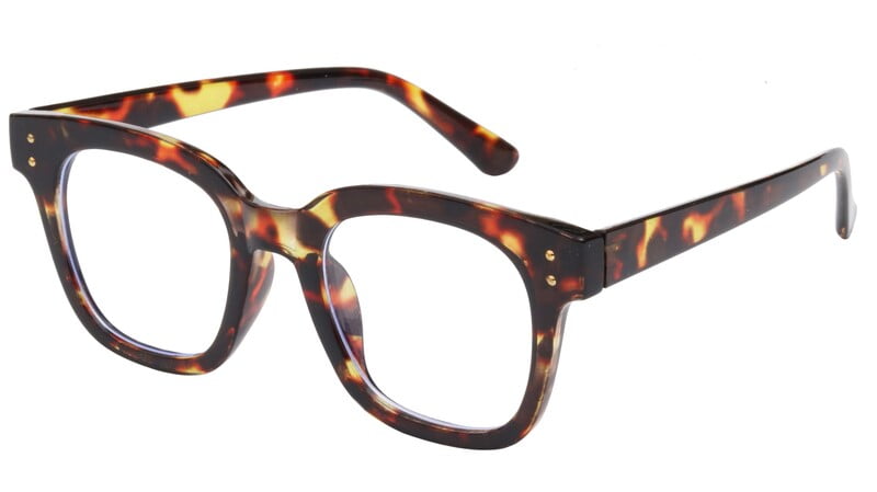 Unisex Oversized Thick Square Spectacle Frame. Tortoise Print Frame.