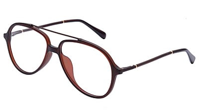 Unisex Large Aviator Spectacle Frame. Matte Brown Color Frame