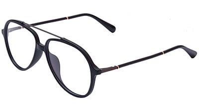 Unisex Large Aviator Spectacle Frame. Matte Black Color Frame