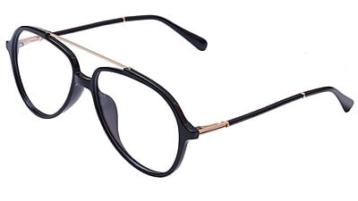 Unisex Large Aviator Spectacle Frame. Black & Gold Composite Frame