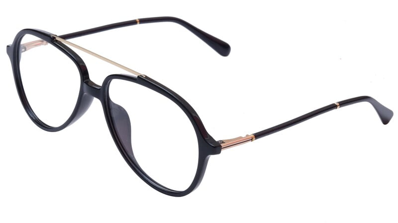 Unisex Large Aviator Spectacle Frame. Black & Gold Composite Frame