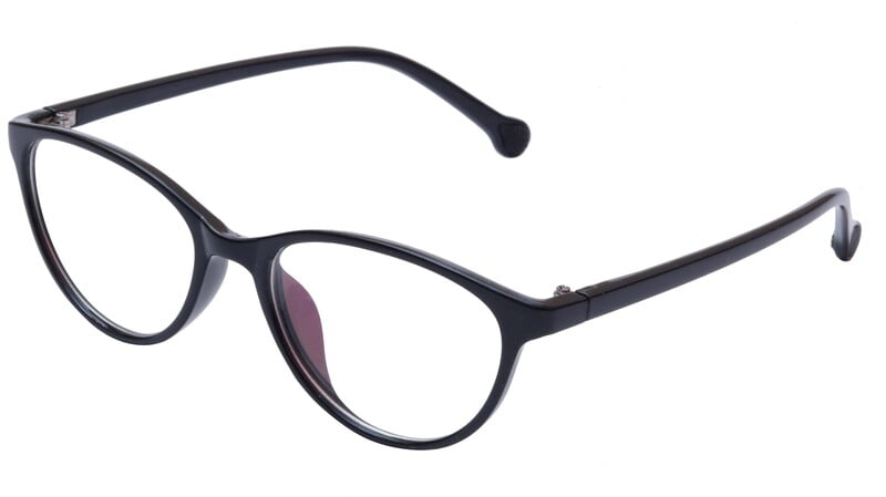 Female Cat Eye Spectacle Frame. Glossy Black Color Specs Frame.