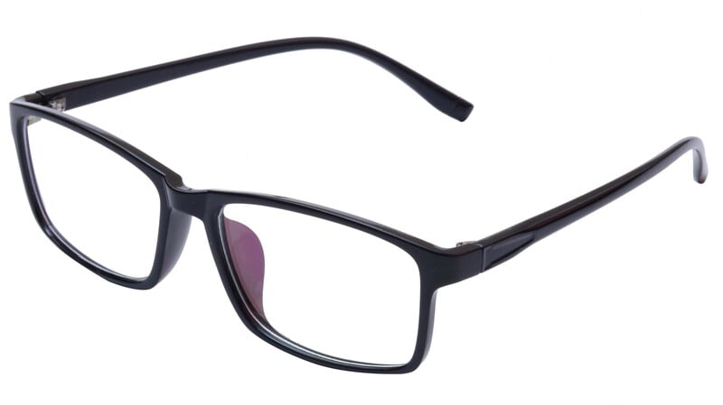 Rectangular Spectacle Frame. Glossy Black Color Frame. Transparent ARC Lens. Rectangular Spectacle Frame. Glossy Black Color Frame. Transparent ARC Lens.