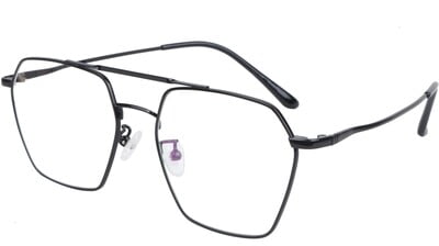 Unisex Medium Hexagon Spectacle Frame. Black Color Metal Frame