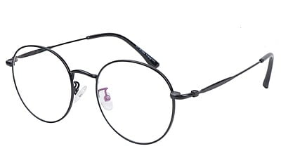 Unisex Medium Round Spectacle Frame. Black Metal Frame