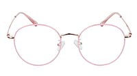 Female Round Medium Spectacle Frame. Rose Gold & Pink Frame