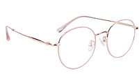 Female Round Medium Spectacle Frame. Rose Gold & Pink Frame