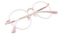 Female Round Medium Spectacle Frame. Rose Gold & Pink Frame