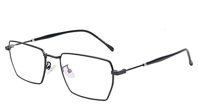 Unisex Large Rectangular Spectacle Frame. Black Metal Frame