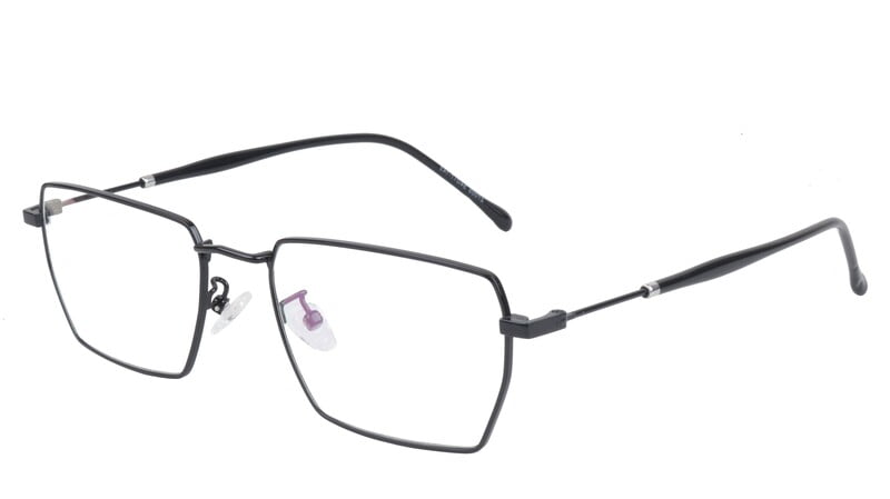Unisex Large Rectangular Spectacle Frame. Black Metal Frame Unisex Large Rectangular Spectacle Frame. Black Metal Frame