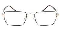 Unisex Large Rectangular Spectacle Frame. Brown & Golden Metal Frame