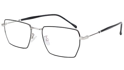 Unisex Large Rectangular Spectacle Frame. Black & Silver Metal Frame