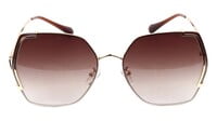 Female Oversized Sunglasses. Golden Frame. Gradient Brown Color Lens.