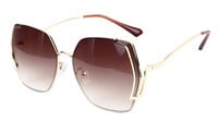 Female Oversized Sunglasses. Golden Frame. Gradient Brown Color Lens.