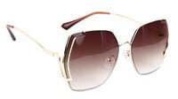 Female Oversized Sunglasses. Golden Frame. Gradient Brown Color Lens.