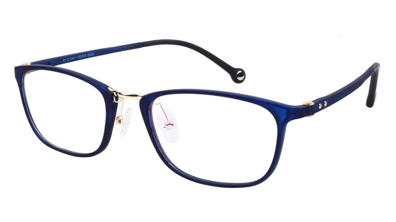 Unisex Large Rectangular Spectacle Frame. See Through Matte Blue Frame.