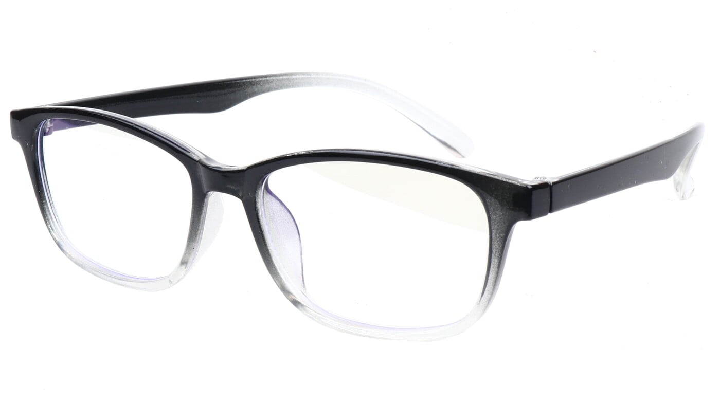Unisex Rectangular Spectacle Frame. Glossy Black & Transparent Frame. Unisex Rectangular Spectacle Frame. Glossy Black & Transparent Frame.