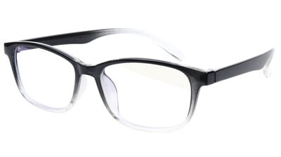 Unisex Rectangular Spectacle Frame. Glossy Black & Transparent Frame.