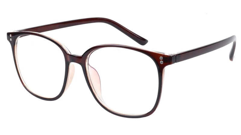 Unisex Oversized Square Spectacle Frame. Brown Color Frame.