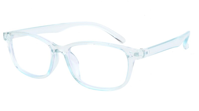 Unisex Rectangular Spectacle Frame. See Through Light Blue Color Frame. Unisex Rectangular Spectacle Frame. See Through Light Blue Color Frame.