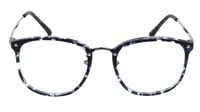 Unisex Oversized Square Spectacle Frame. Matte Black & Transparent Frame.