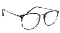 Unisex Oversized Square Spectacle Frame. Matte Black & Transparent Frame.