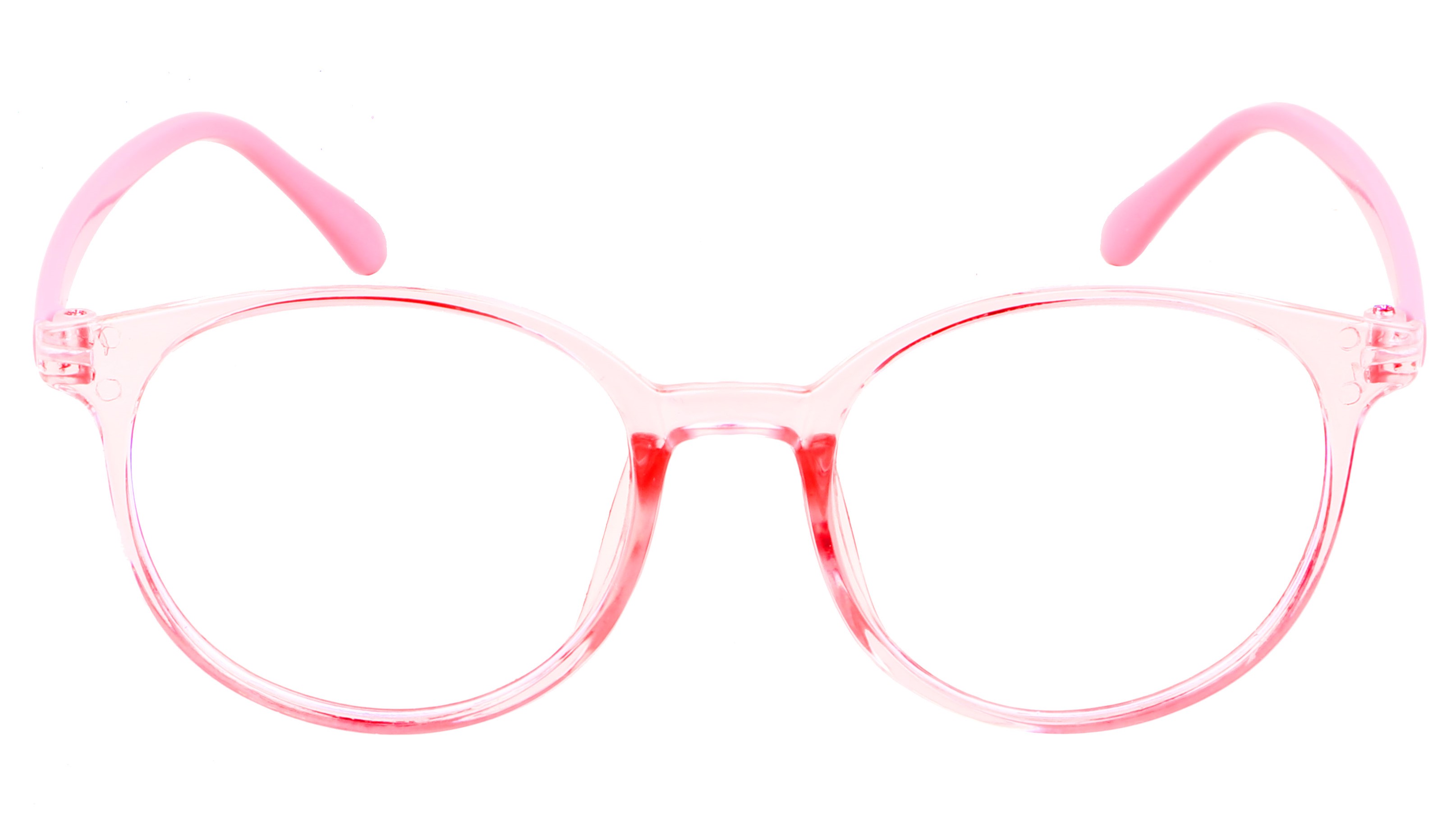 Round Spectacle Frame For Girl Kids. See Through Light Pink Rim. AGE-(12-15Yrs).
