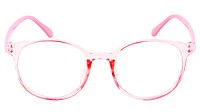 Round Spectacle Frame For Girl Kids. See Through Light Pink Rim. AGE-(12-15Yrs).