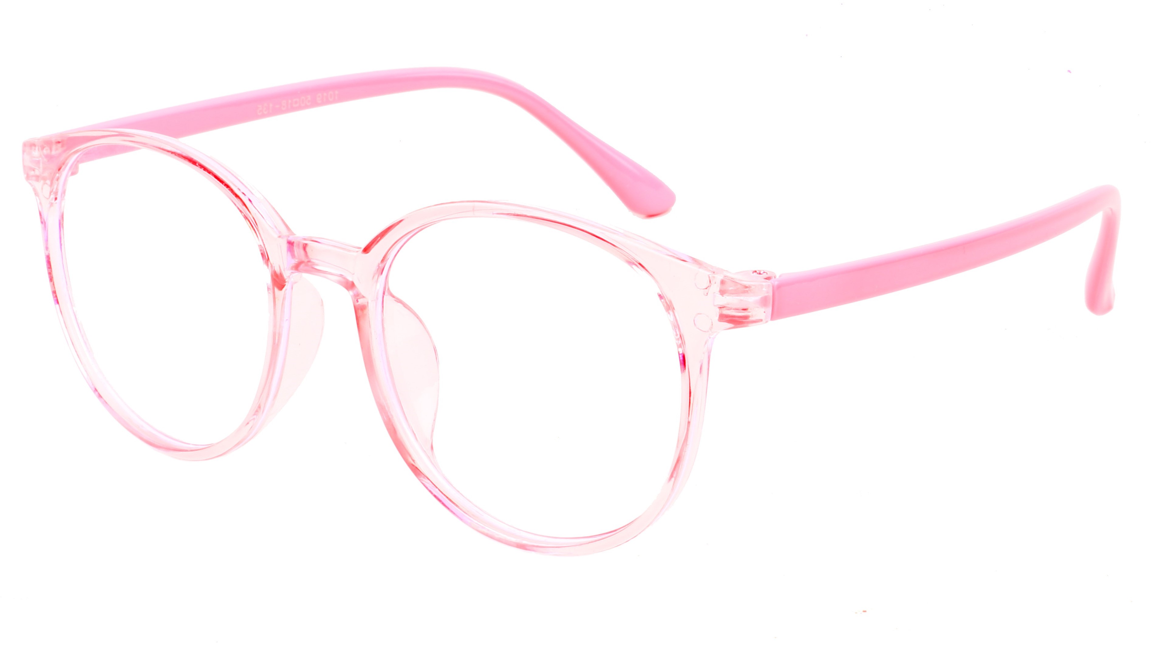 Round Spectacle Frame For Girl Kids. See Through Light Pink Rim. AGE-(12-15Yrs).
