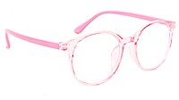 Round Spectacle Frame For Girl Kids. See Through Light Pink Rim. AGE-(12-15Yrs).