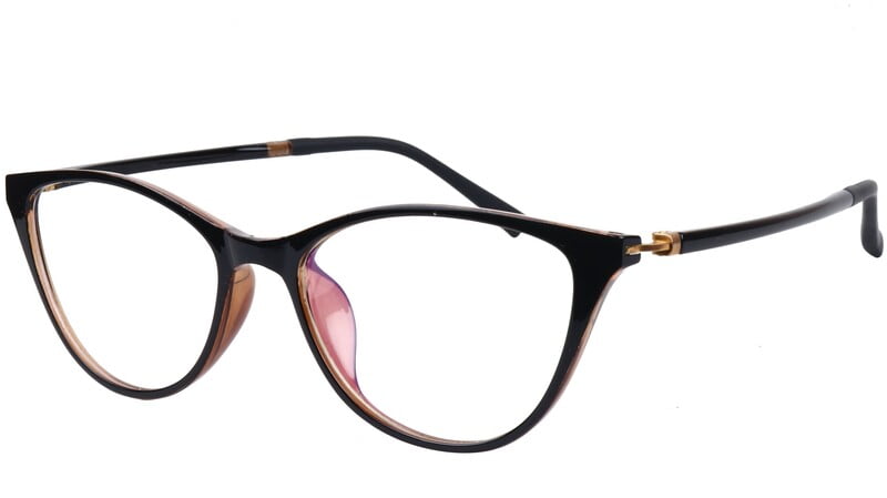 Female Large Cat Eye Spectacle Frame. Black & Brown Color Rim.