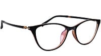 Female Large Cat Eye Spectacle Frame. Black & Brown Color Rim.